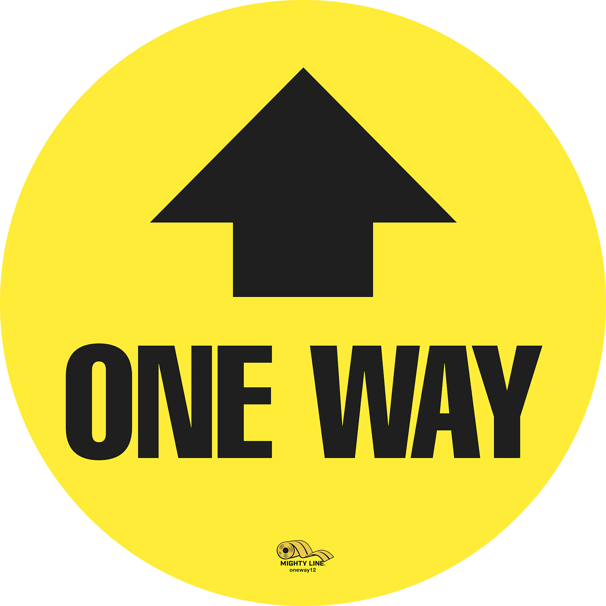 Mighty Line, One Way Floor Sign, Yellow, 12in., Height 12 in, Width 12 in, Model# oneway12